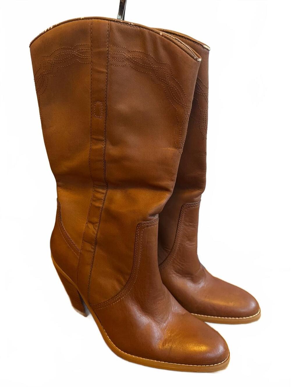 Vintage 90s St. John’s Bay Women's Leather Western Boots 6.5 Brown Tall Cowboy